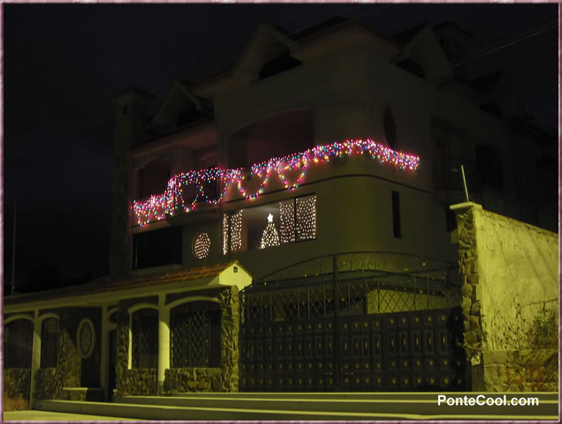 Hermoso arreglo navideño con luces de color